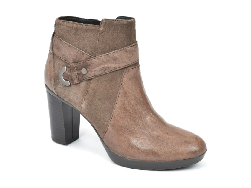 Ghete dama  GEOX  piele  Inspirat D746Aa, gri-bej - Image 2