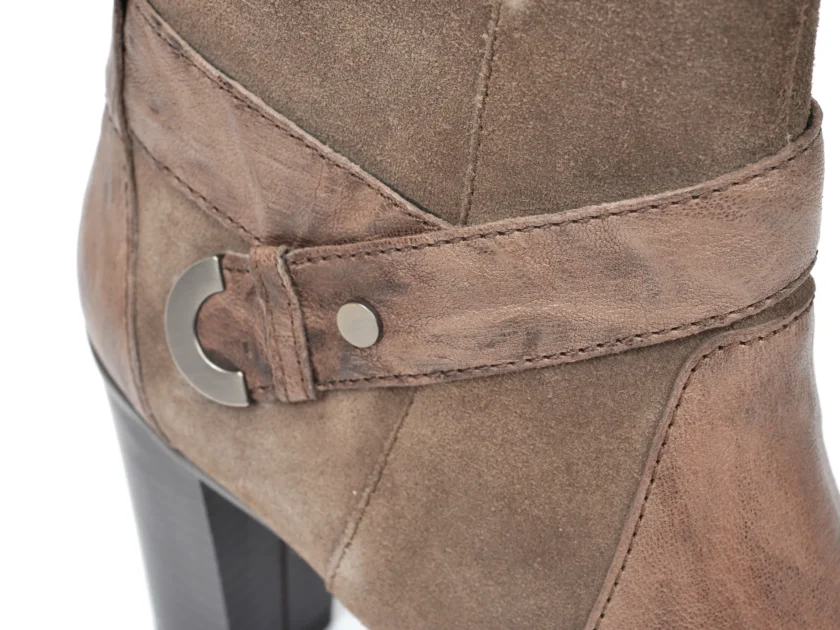 Ghete dama  GEOX  piele  Inspirat D746Aa, gri-bej - Image 3